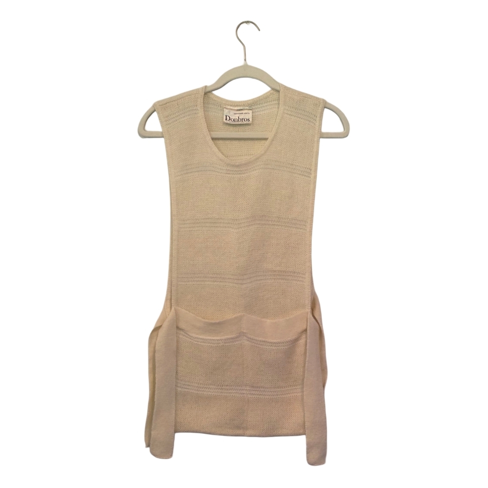 Smock Sweater Sleeveless Top Side Ties Front Pockets Vintage 80s